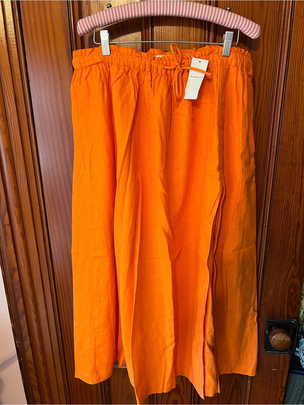 Abercrombie & Fitch Bright Orange Drawstring Maxi Skirt - Picture 7 of 8